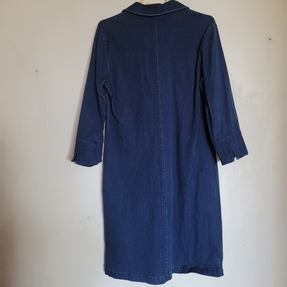 Vintage 80s Button-down Long Sleeved Denim Midi Dress blue size medium - Picture 5 of 10